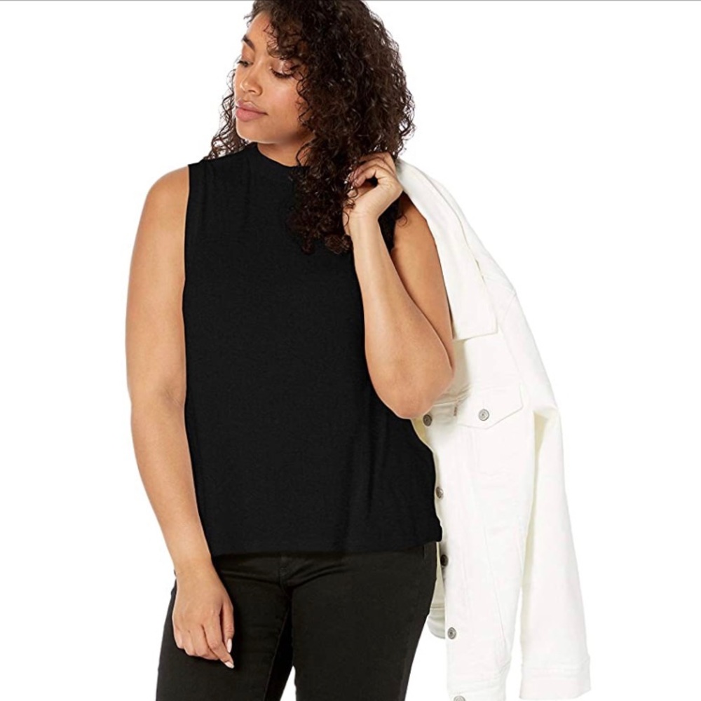 Daily Ritual Women's Jersey Relaxed-Fit Mockneck Tank Top Size L